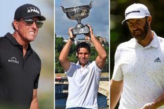 Phil Mickelson, Rafael Nadal and Dustin Johnson.