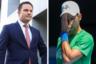 Immigration Minister Alex Hawke (left) cancelled Novak Djokovic’s visa again.