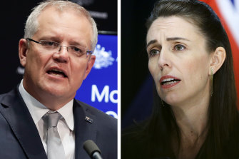 Australian PM Scott Morrison and New Zealand PM Jacinda Ardern.