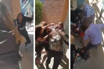 Stills from Walgett High School brawl video. Photo: Supplied