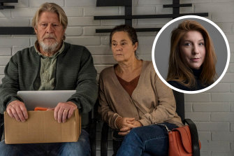 Rolf Lassgard and Pernilla August play the parents of murdered journalist Kim Wall (inset) in The Investigation.