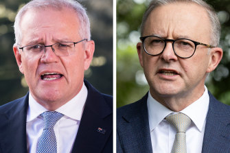 Small shoes to fill: Anthony Albanese will be compared with his predecessor Scott Morrison. 