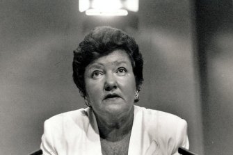 Joan Kirner in a press conference as Victoria Premier in 1992.