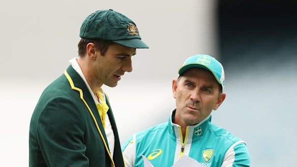 Pat Cummins and Justin Langer during their time as player and coach.