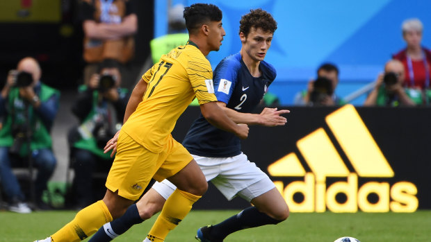 Daniel Arzani became the youngest Socceroos player to appear at a World Cup on Saturday night. 
