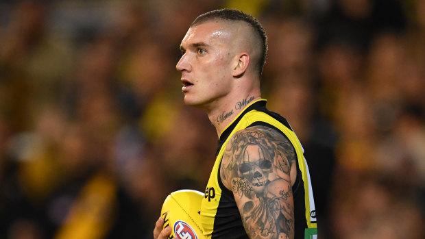 Dustin Martin during the match between Richmond and Collingwood at the MCG on Friday night.