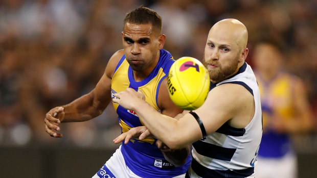 Lewis Jetta and Gary Ablett compete in last Friday night's semi-final.