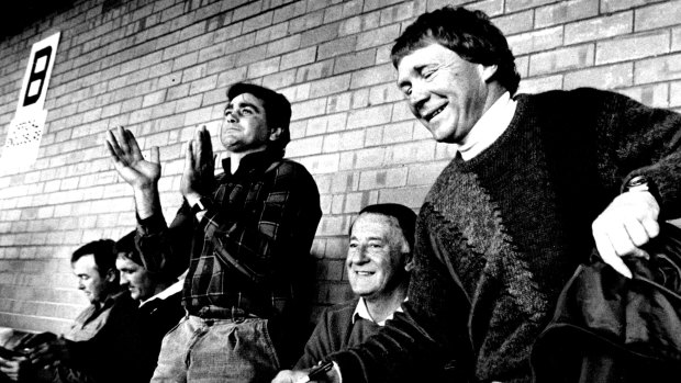 Manly men ... Max Krilich, Terry Randall, Alan Thompson, Ken Arthurson and Bob Fulton in 1986. 