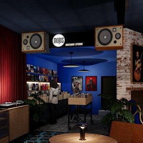 An artist’s impression of the Mojos record store...