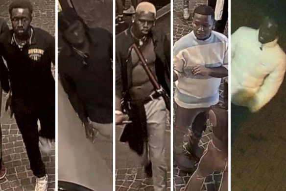 NSW Police are seeking to speak with six men captured on CCTV after a brawl at a Darling Harbour premises, in which a man was stabbed. 