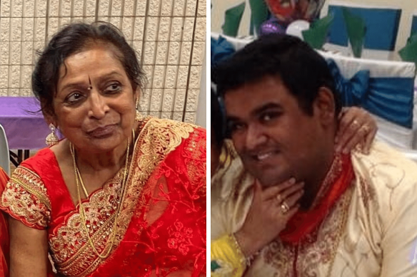 Police are searching for Hemalathasolhyr Satchithanantham, 67, and her 34-year-old son, Bramooth, after their car was found in a stormwater canal at Wentworthville.