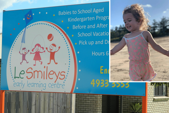 Homepage composite of Nevaeh Austin, who was found unconscious in a bus outside Le Smileys Early Learning Centre in Queensland.