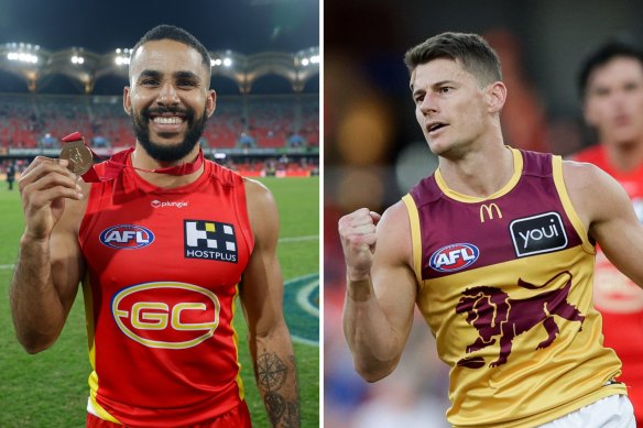 Gold Coast’s Touk Miller and Brisbane’s Dayne Zorko have been long-time on-field adversaries.