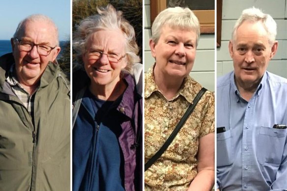 Don Patterson (left), Gail Patterson, Heather Wilkinson and Ian Wilkinson were poisoned by a mushroom meal.