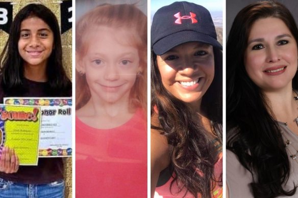 Victims of the shooting at Robb Elementary School in Uvalde, Texas: Maite Rodriguez, Miranda Mathis, Eva Mireles, Irma Garcia. 