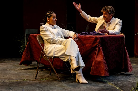 Brigid Zengeni and Leon Ford in Julius Caesar.