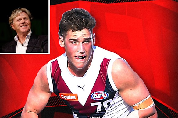 Archer May has landed at Essendon, a club his mother’s partner, Hawthorn great Dermott Brereton (inset), long tormented in the 1980s.