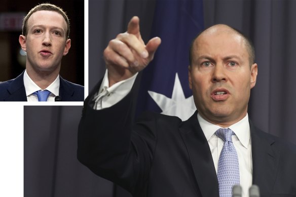 The Facebook news blackout came after Josh Frydenberg and Mark Zuckerberg, inset, failed to resolve differences over the new media code.      