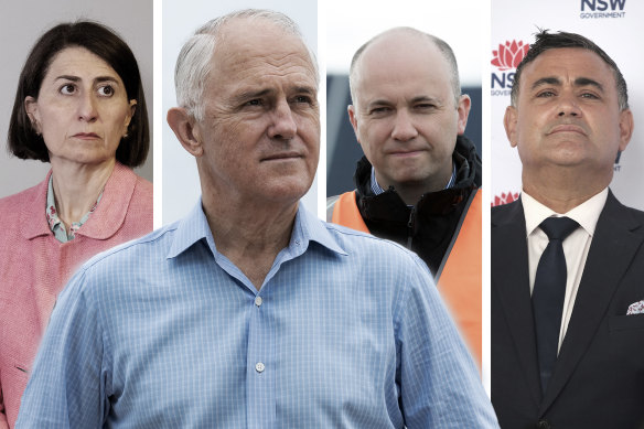 NSW Premier Gladys Berejiklian, former prime minster Malcolm Turnbull, NSW Environment Minister Matt Kean and Deputy Premier John Barilaro.