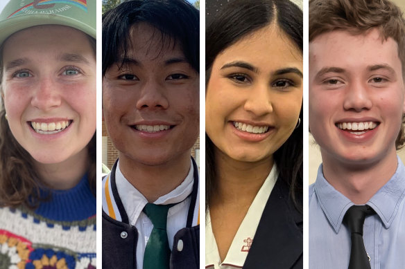 Grace Costigan (English extension 2), Warren Song (maths extension 2); Yeshaya Ram (science extension); Hugo Sharkey (ancient history)