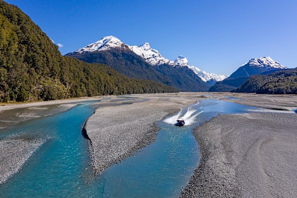 Jet-boating on the Dart River.