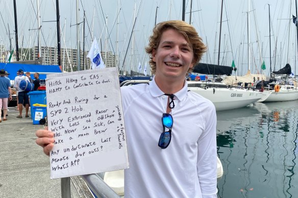 19-year-old Ollie Croft was keen to join crews on the way to Hobart.