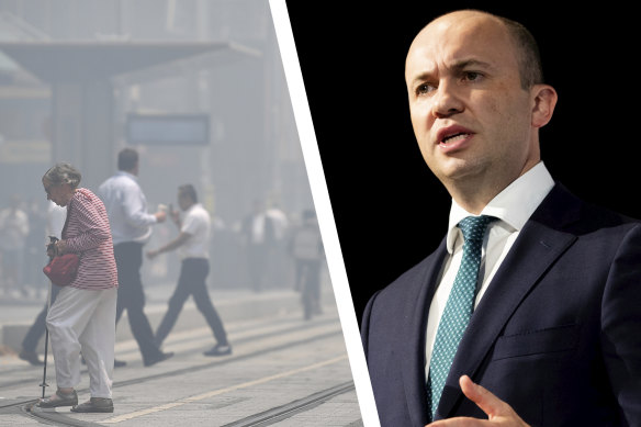 NSW Energy Minister Matt Kean says "no one can deny" that climate change is to blame for the smoke haze choking Sydney as bushfires burn across NSW.