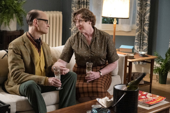 David Hyde Pierce as Paul Child and Sarah Lancashire as Julia Child.