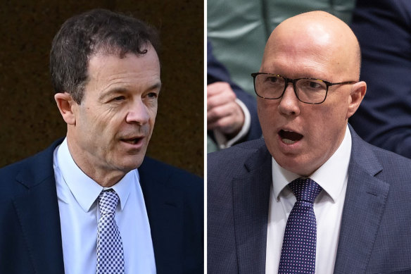 Mark Speakman (left)  is trying to have NSW figures installed on a committee empowered by Peter Dutton to run the NSW division.