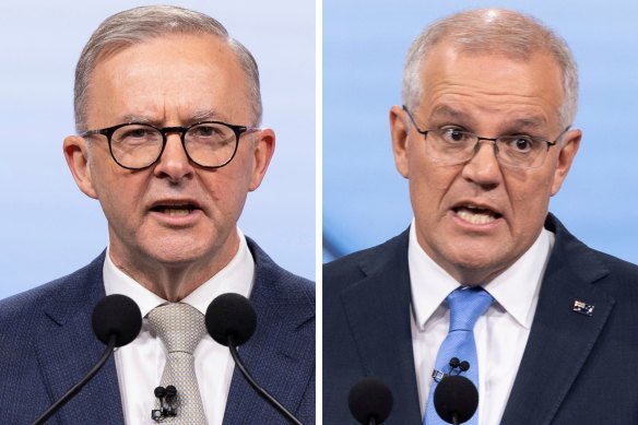 Anthony Albanese, left, has supported a 5.1 per cent wage rise. Scott Morrison hasn’t named a figure, saying a wage rise should be separate of government. 