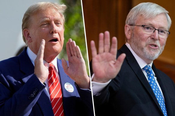 Donald Trump and Kevin Rudd. The former US president doesn’t think Australia’s former PM is intelligent.