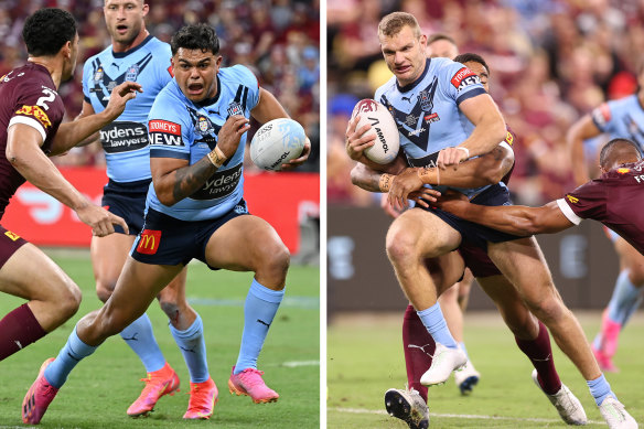 Latrell Mitchell and Tom Trbojevic razzle-dazzled with their athleticism in setting up the record win over the Maroons in Origin I.