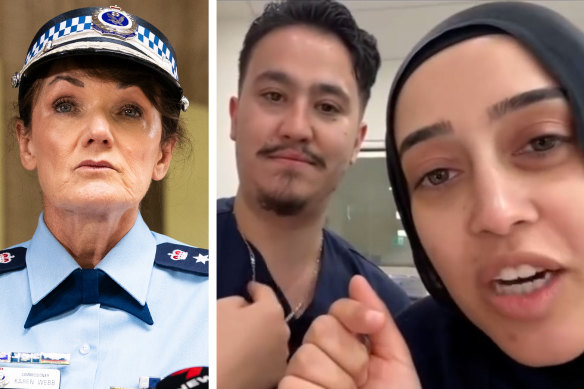 NSW Police Commissioner Karen Webb said police were under extreme public pressure to arrest the two Bankstown hospital nurses over their antisemitic comments.