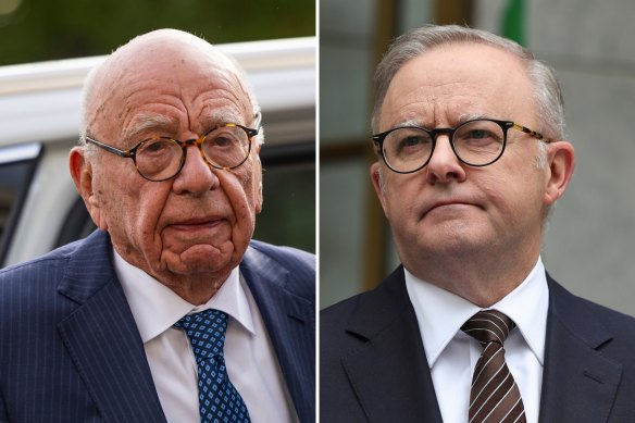 Rupert Murdoch and Anthony Albanese reportedly had a long chat at a Christmas party hosting by the media magnate’s son Lachlan last week.