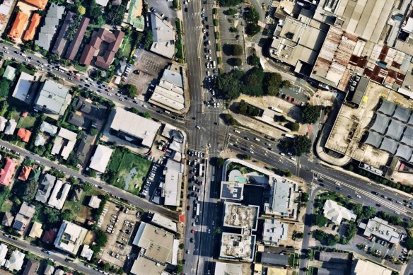 The busy intersection of Gympie Road and Hamilton Road at Chermside in Brisbane.