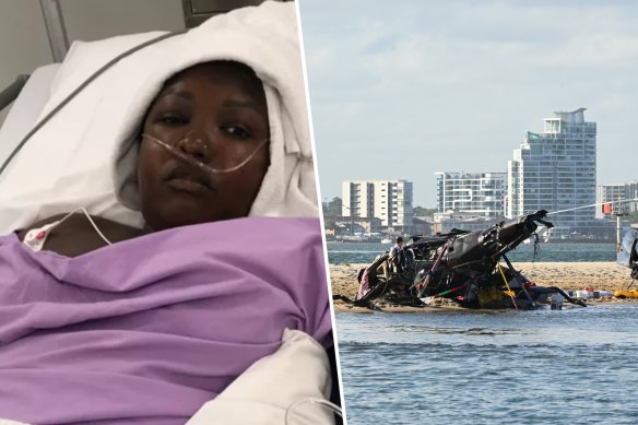 Winnie de Silva, from Geelong West, and her son survived the chopper collision on the Gold Coast on Monday. Both remain in a critical condition in separate Queensland hospitals.