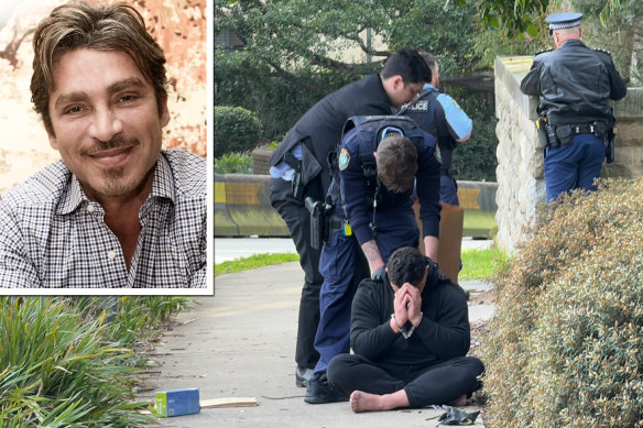 Police arrest a man on Old South Head Road, and inset, John Ibrahim. There is no suggestion of any wrongdoing by Ibrahim.