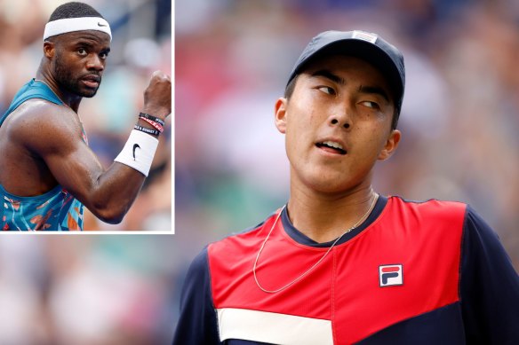Frances Tiafoe (inset) defeated Australian Rinky Hijikata at the US Open.