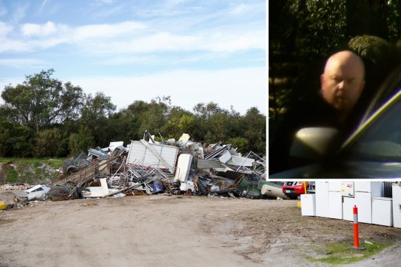 Koonwarra Transfer Station and Simon Patterson (inset), the son of two of the people who died.