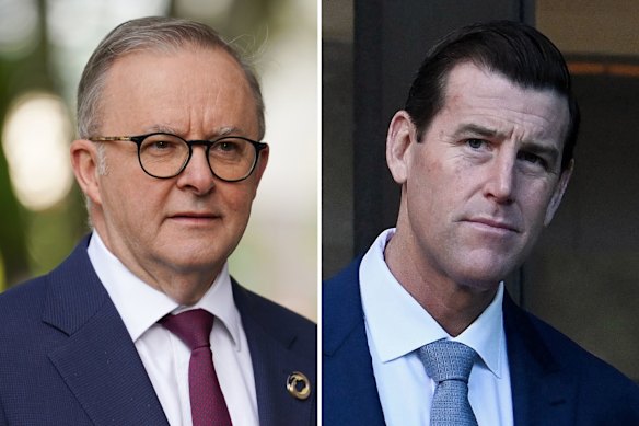 Prime Minister Anthony Albanese and Ben Roberts-Smith.