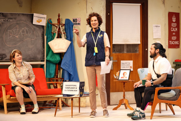 Susan Prior, Catherine McClements and Ezra Juanta star in Angela Betzien’s Chalkface. 