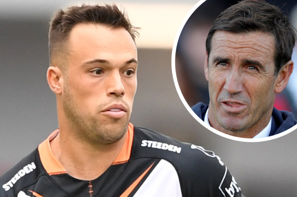 Andrew Johns (inset) believes he could improve Luke Brooks’ game. 
