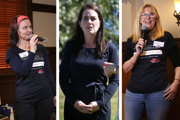 North Shore MP Felicity Wilson (centre) is a target of the North Sydney’s Independent group, which is backing Helen Conway.
