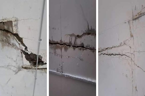Cracks in the basement of Toplace’s Skyview tower in Castle Hill.