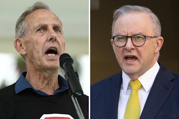 Former Greens leader Bob Brown and Prime Minister Anthony Albanese.