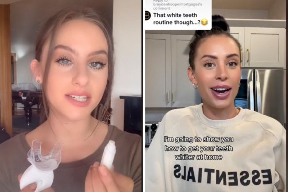 Tiktok users @hondroutwins and @rae.brook promoting dental techniques online.  
