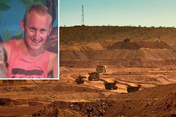 Ryan Zabaznow, inset, was accused of raping a colleague following a night of drinking at BHP’s Mulla Mulla mining camp.