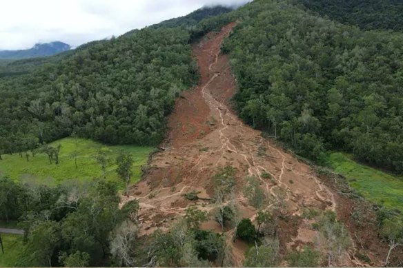 A family were lucky to escape a massive landslide, triggered by heavy rain.