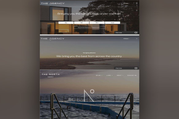 Two screenshots from The Agency’s website, top, tendered in court, and, bottom, a screenshot from The North Agency’s website.