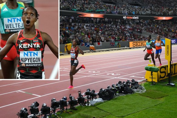 Kenya’s Faith Kipyegon confirms her dominance in the 1500m, winning the final comfortably at the world championships in Budapest.